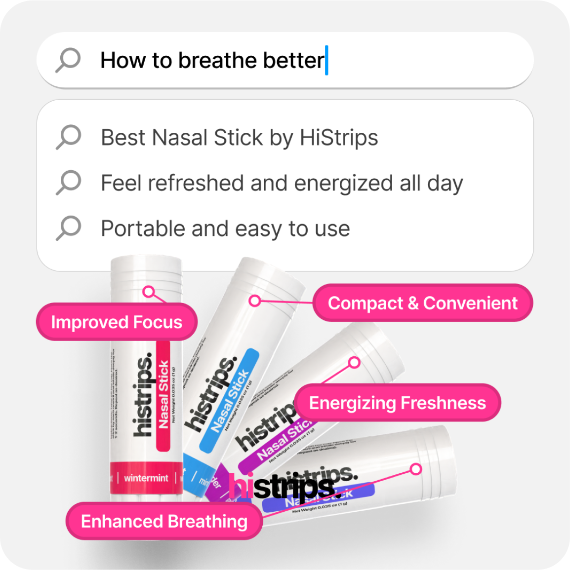 HISTRIPS Nasal Stick with stimulant formula for athletes