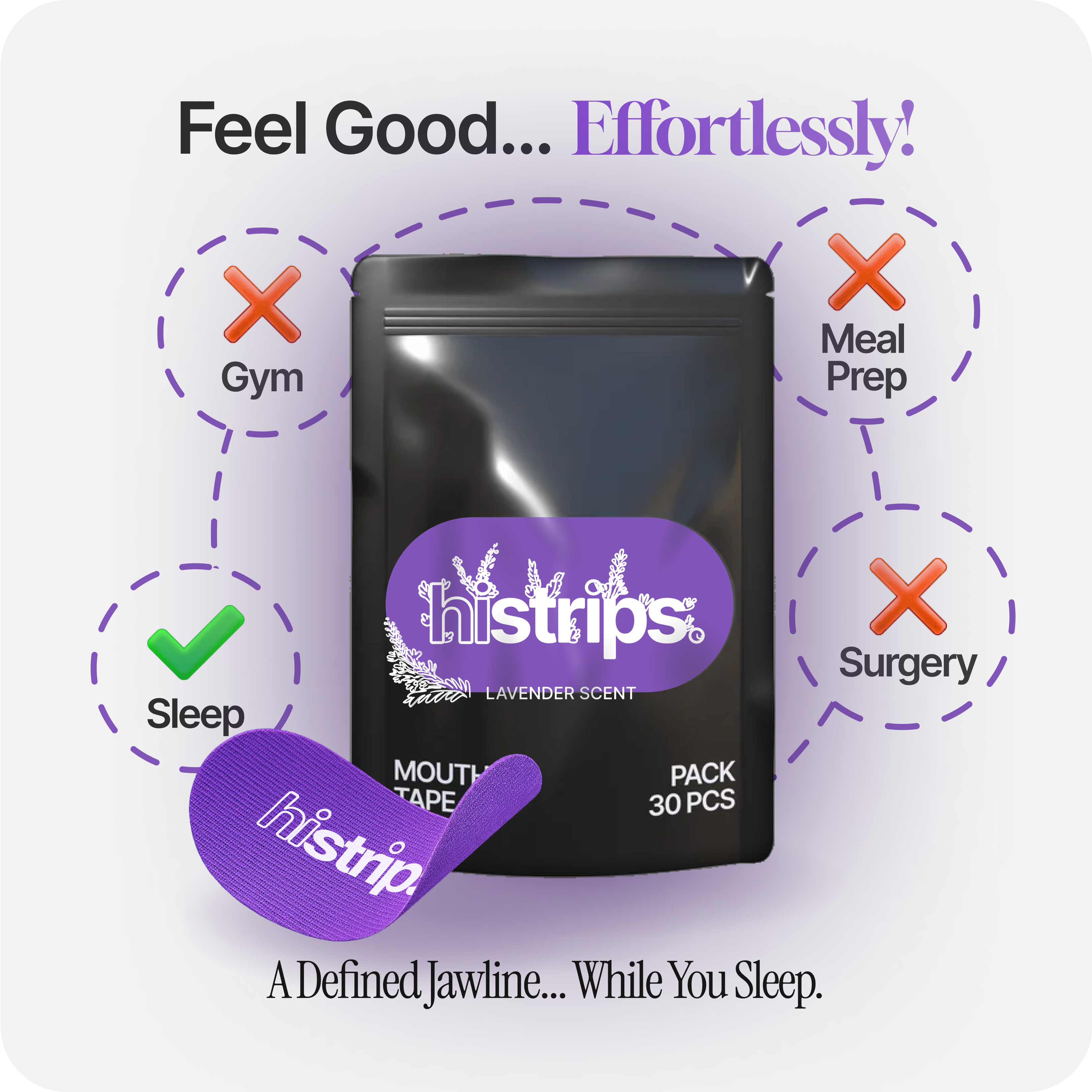 Pack of 30 lavender mouth strips for deep sleep and anti-snoring