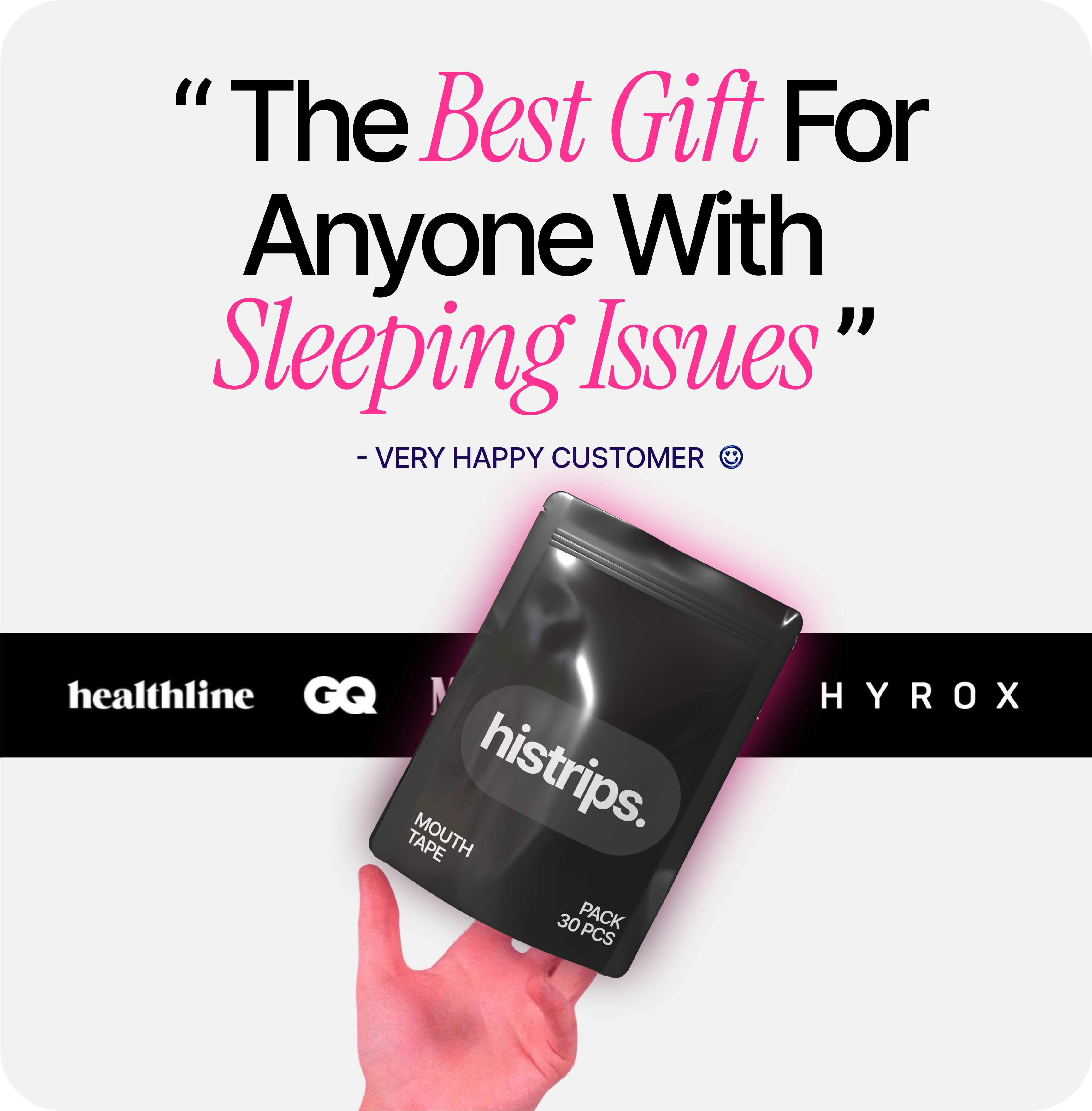 Histrips headband that reduces snoring and sleep apnea symptoms