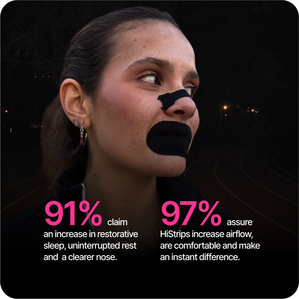 Woman wearing HISTRIPS nasal strips