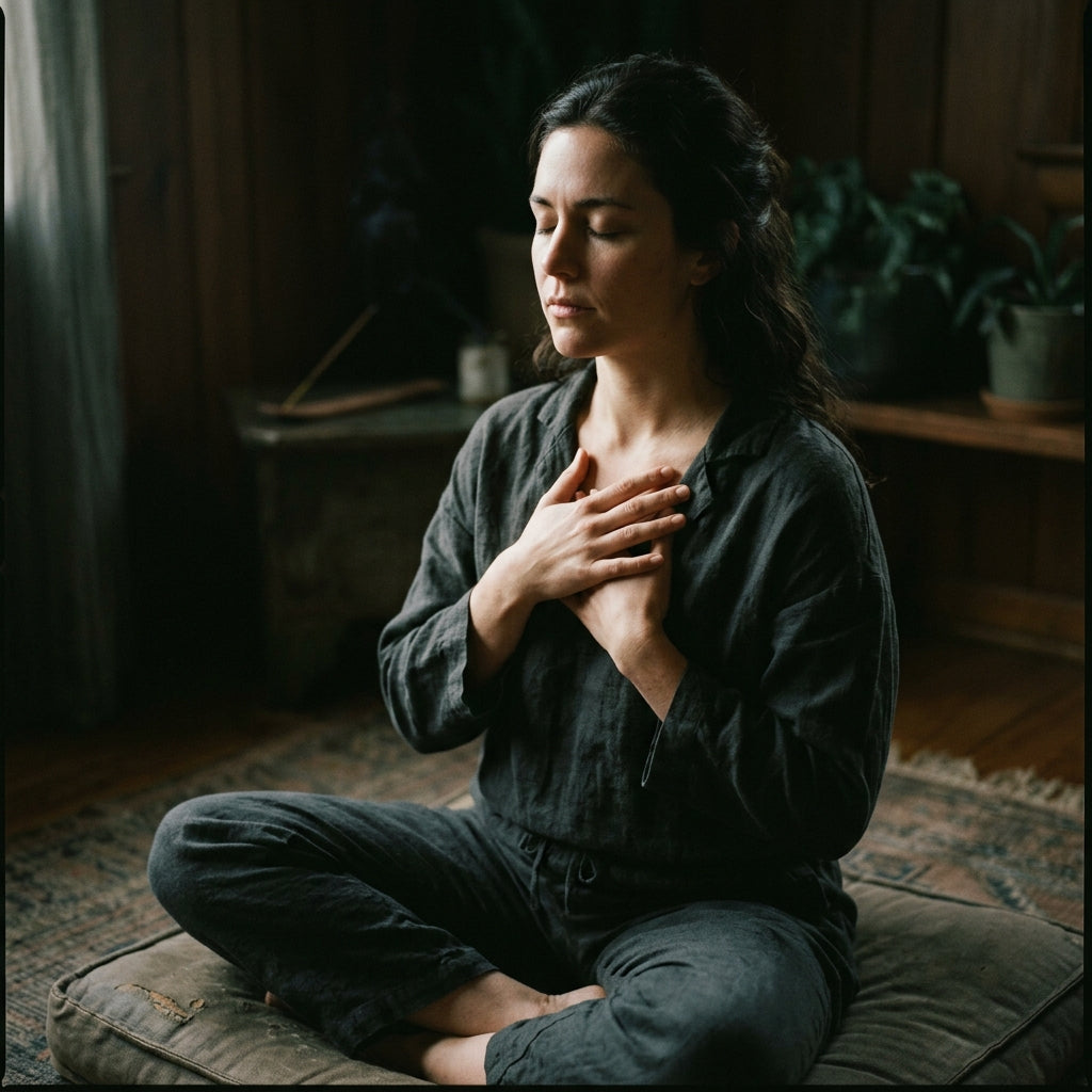 Person breathing deeply — nasal obstruction and anxiety connection