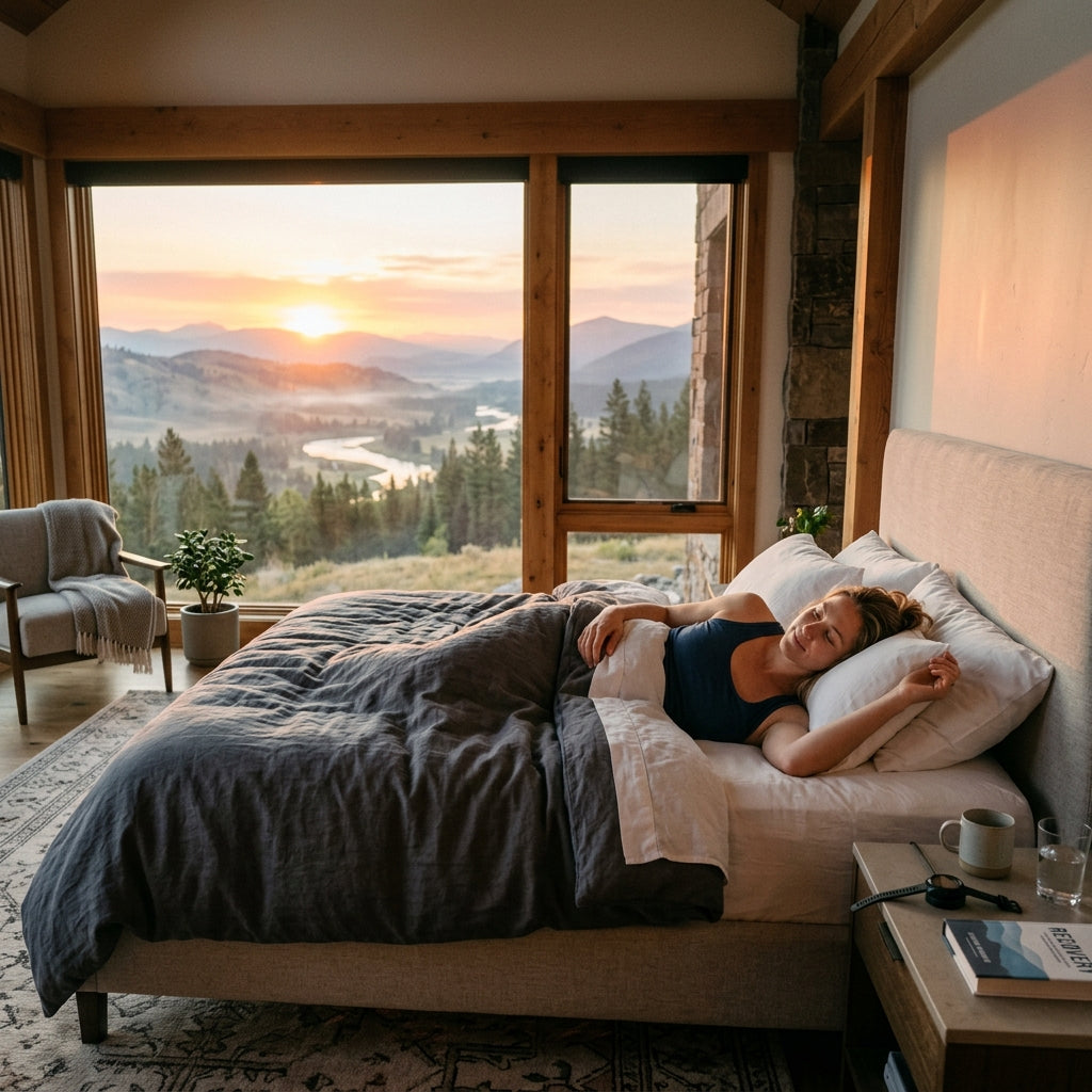 Athlete waking up with smart alarm — silent alarm for recovery