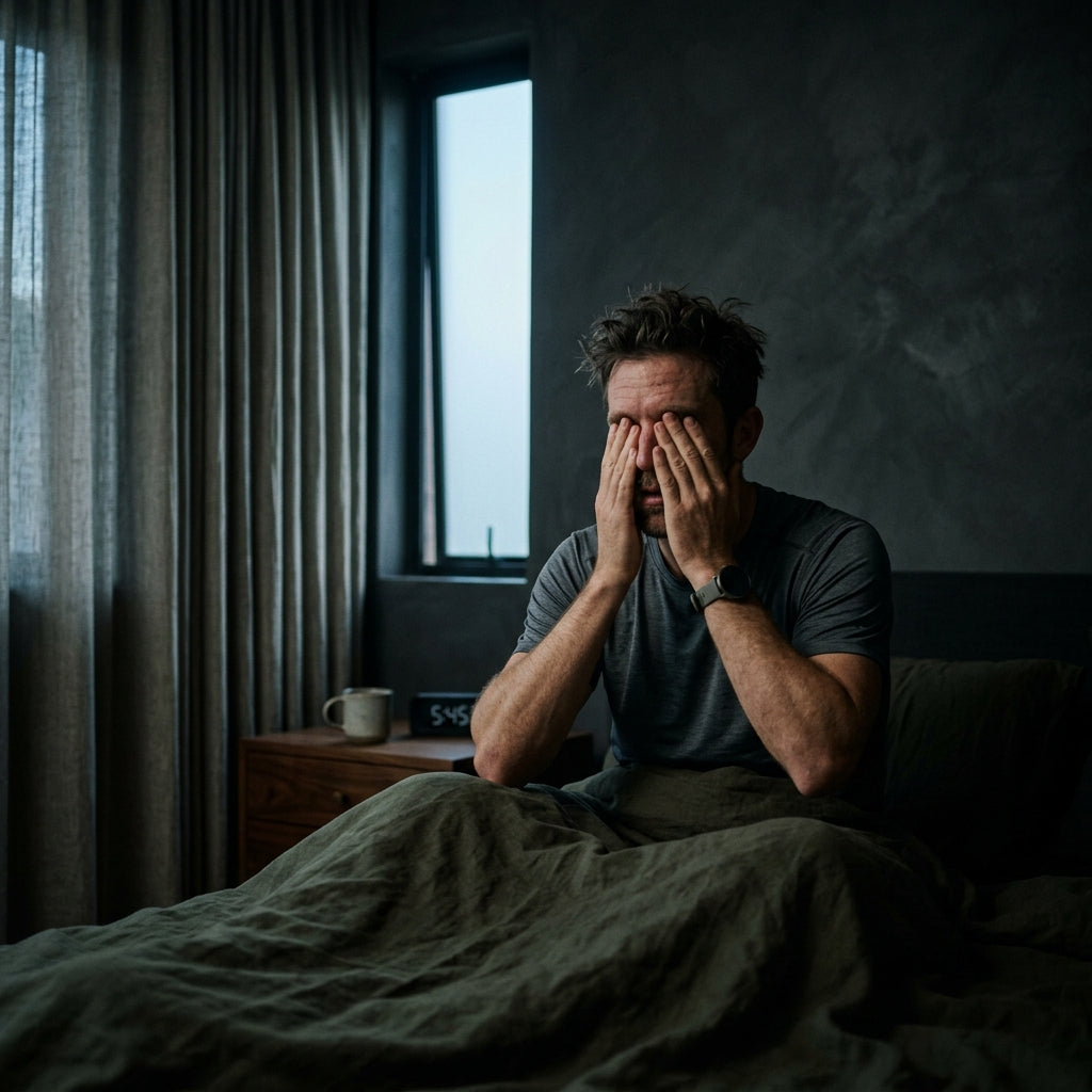 Tired athlete waking up — mouth breathing destroying sleep quality