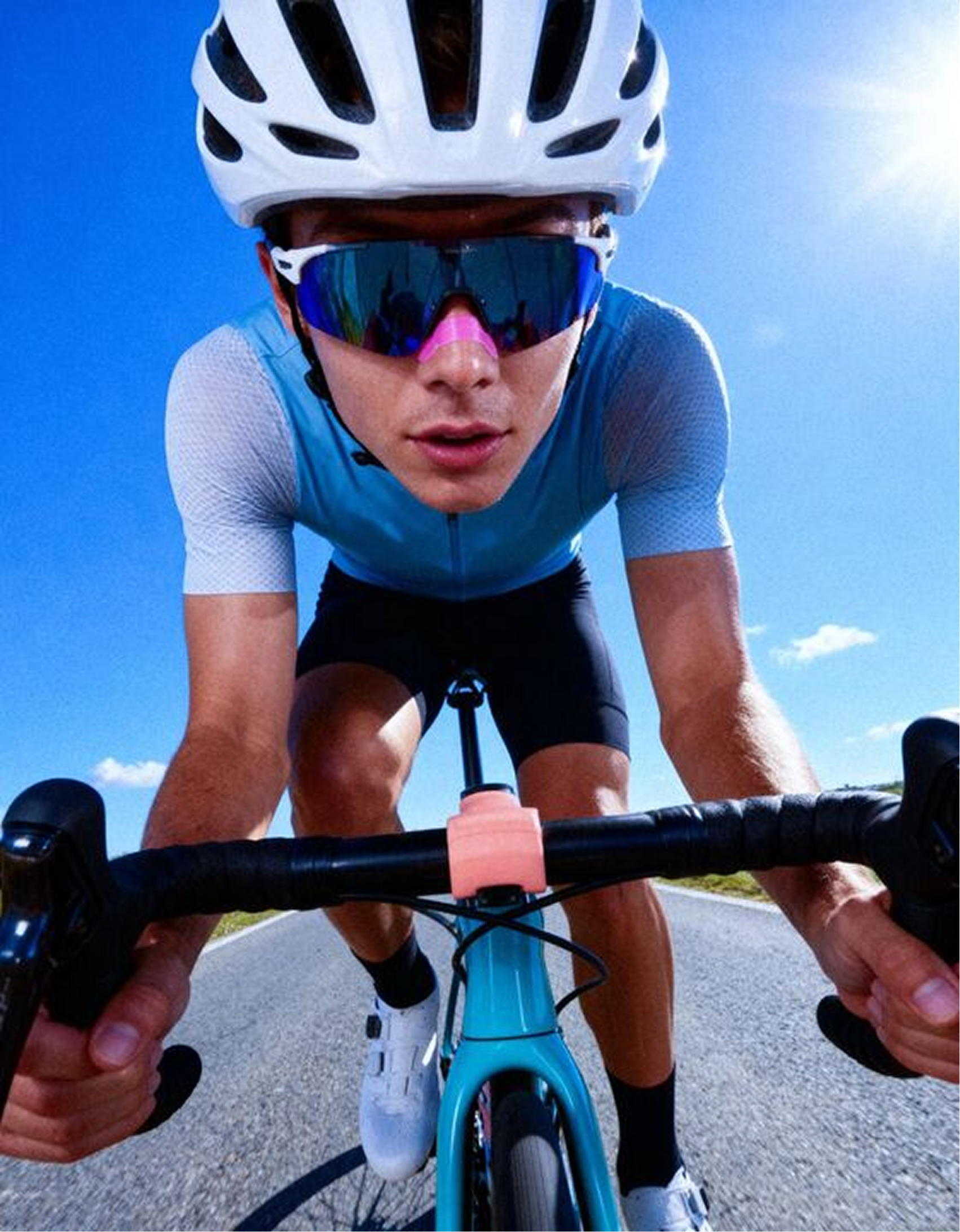 Athlete wearing HiStrips nasal strip for cycling breathing performance