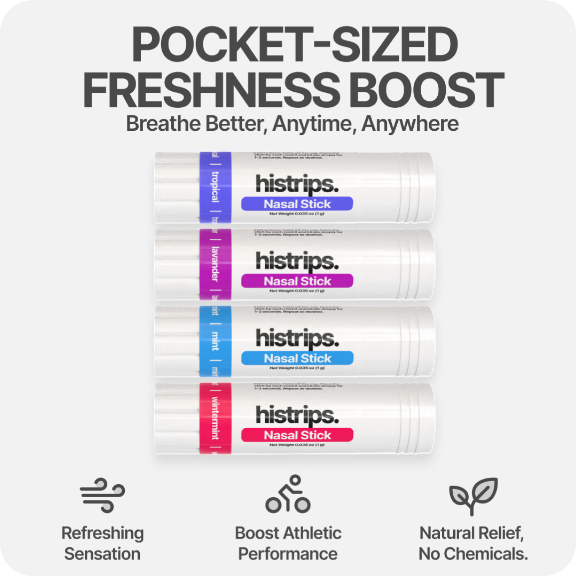 HISTRIPS Nasal Stick with stimulant formula for athletes