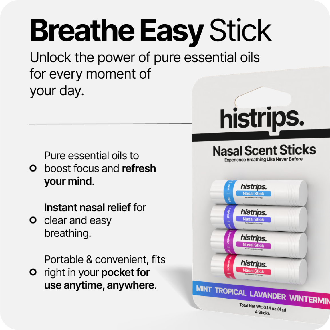 HISTRIPS Nasal Stick with stimulant formula for athletes