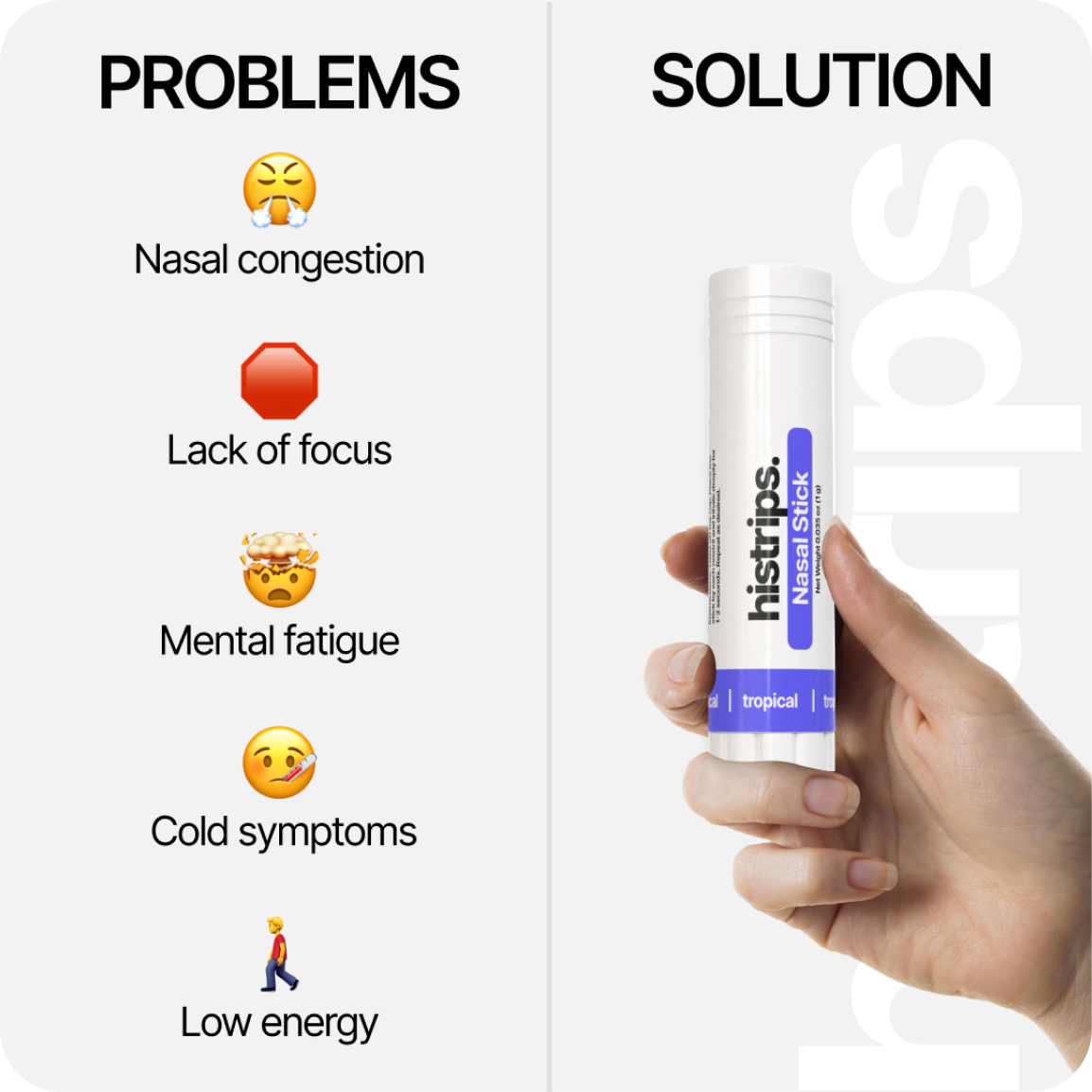 HISTRIPS Nasal Stick with stimulant formula for athletes